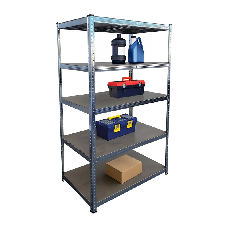 Relaxdays heavy-duty shelving unit, HxWxD 180x100x60 cm, 1250 kg load capacity, 5 MDF shelves, silver garage rack