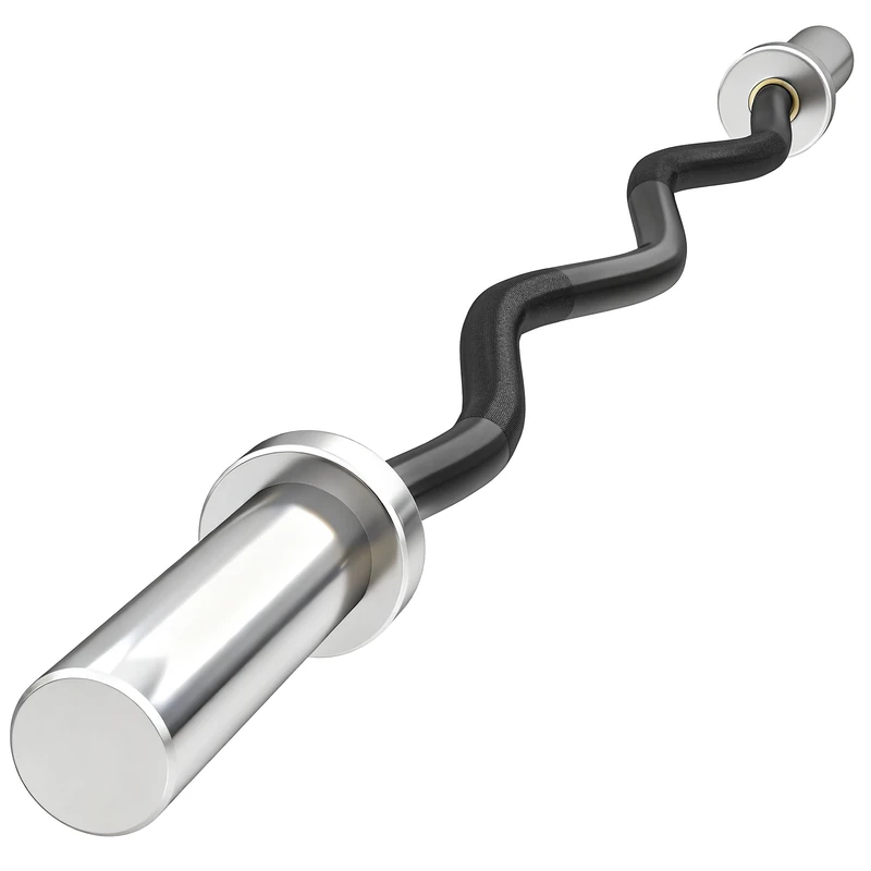 SPORTNOW 4ft Olympic Barbell Bar, EZ Curl Bar for 2" Weight Plates with Non-Slip Hand Grip, for Weight Lifting, Hip Thrusts, Squat, Biceps, Home Gym, Silver Tone - Image 1