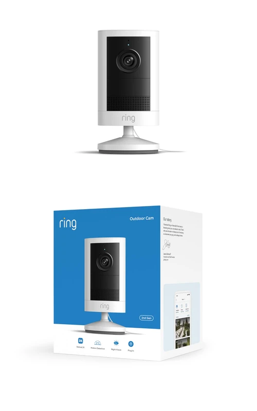 Ring Outdoor Camera 2K, Plug-In (newest gen), Easy DIY Install, Wide-Angle Retinal 2K Video, up to 6x Enhanced Zoom and Night Vision, White