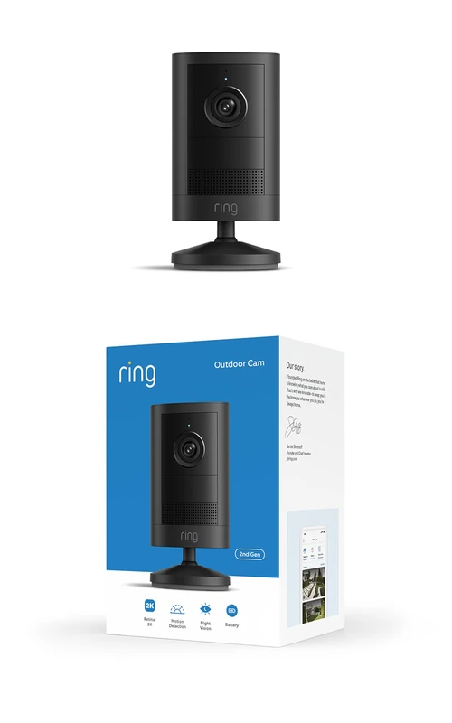 Ring Outdoor Camera 2K, Battery (newest gen), Easy DIY Install, Wide-Angle Retinal 2K Video, up to 6x Enhanced Zoom and Night Vision, Black