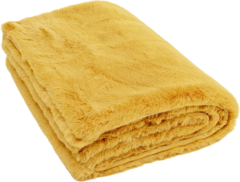 Kare Design Blanket Mika Yellow Cuddly Blanket Large Living Room Bedroom 150 x 200 cm