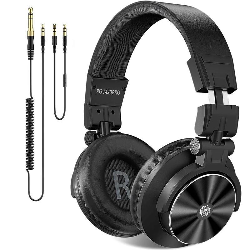 Ortizan Wired Over Ear Headphones - Studio Headphones - Professional 40khz Hi-Res Stereo - Recording DJ Headphone Audio Monitors- 1/4 To 3.5mm Audio Jack for Recording/Mixing/Podcast/Guitar/Piano