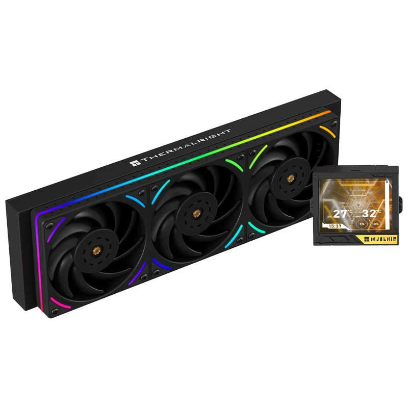 Thermalright Mjolnir Vision 360 UB ARGB Black CPU Water Cooler,3 PWM Fans Water Cooling System with 2150PRM,for AM4/AM5&Intel LGA1851/1700, Magnetic Detachable LCD Screen with 640 * 480 Resolution
