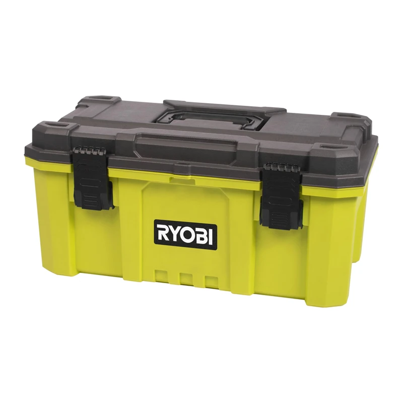 RYOBI 22" Tool Box - 39L Capacity Metal Fasteners, Bit Compartments on Lid, Reinforced ABS Handle, Water Resistant - RSTB21