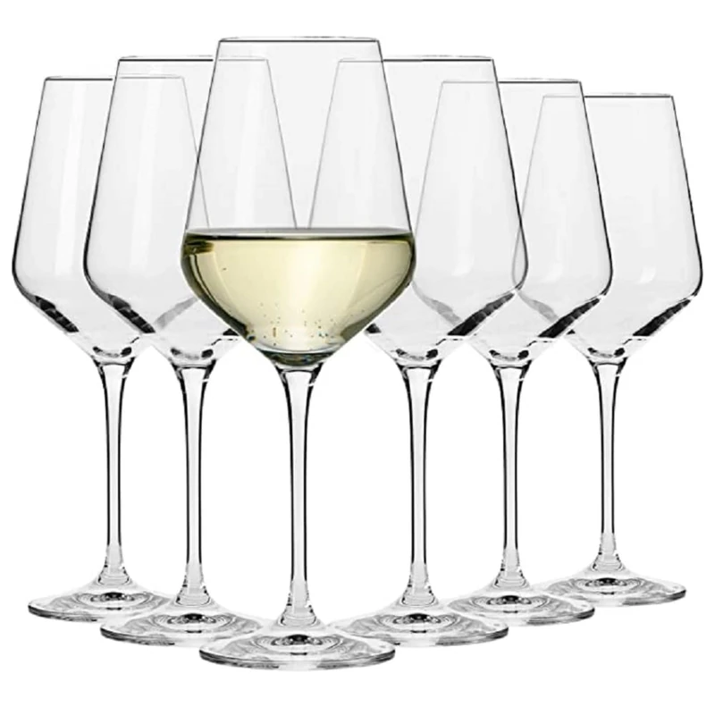 Krosno – White Wine Glasses 450 ml – Set of 6 – Avant-Garde Collection – Lead-Free Crystal – Elegant Design, Slim Shape