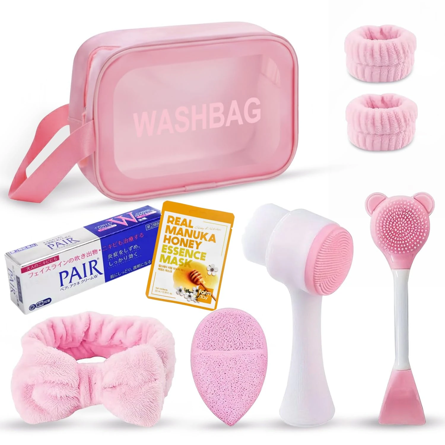 Skin Care Gift Set for Clear Skin | Exfoliator, Pair Acne Cream, Face Mask, Dual Brush, Spa Headband/Wristbands & Travel Bag | Ultimate Christmas Beauty Set for Women & Teens