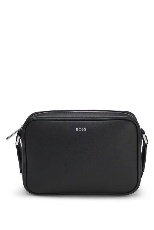 BOSS Mens Northon EW Crossbody bag with silver-tone logo lettering - Image 1