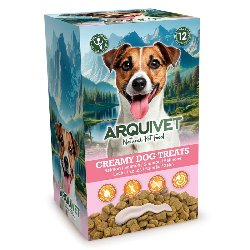 Arquivet - Creamy Dog Treats - Creamy Salmon Snack (display of 12 bags with 5x15g) - for dogs