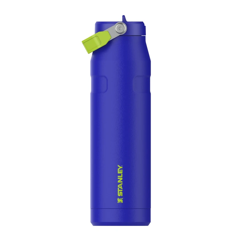 Stanley 1913 Flip Straw Sports Water Bottle with Straw 1.06L - 15 Hours Cold - 4 Days Iced - Stainless Steel - BPA Free - Leak Resistant - Fits in Cup Holder - Dishwasher Safe - Cobalt Chartreuse