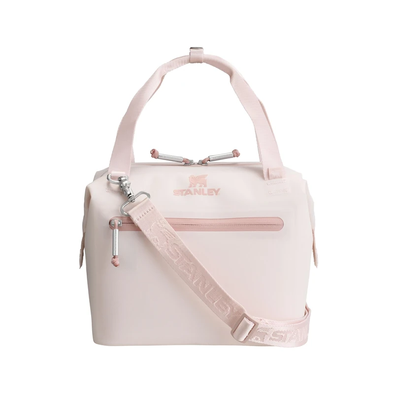 Stanley 1913 All-Day Julienne Mini Cooler Bag 7L - Easy-Carry Top Handle - 100% Recycled Polyester - Hinge Top Zip Opening - Adjustable Shoulder Straps - Stretch-Mesh Side Pockets - Rose Quartz