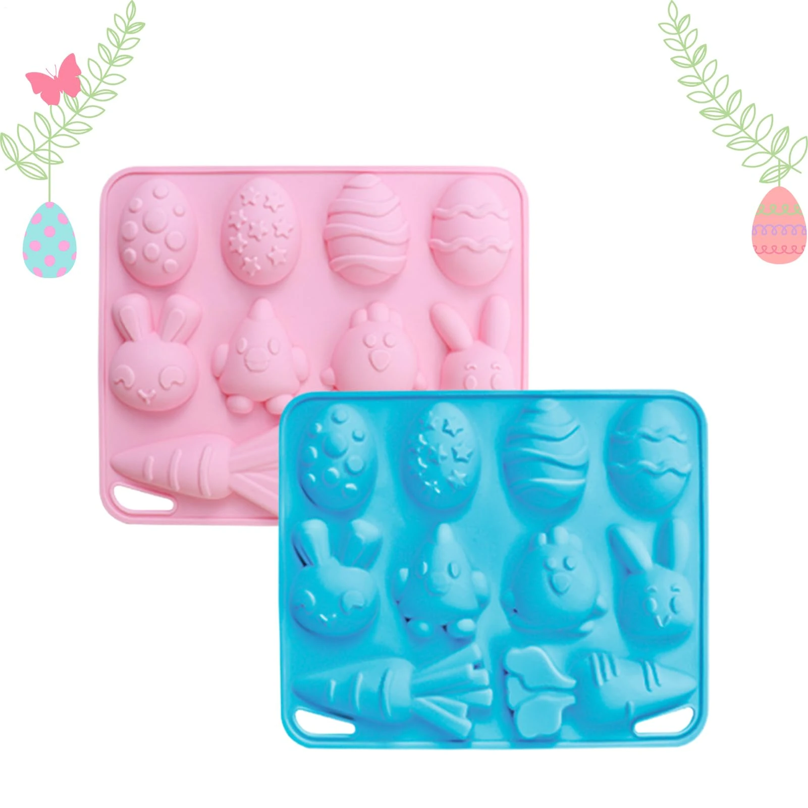 Chocolate Bunny Mold | 10-Cavities Reusable Tray,Easter Bunny Carrot Silicone Candy Mold - for Dessert Mousse Cupcake Cocoa Cookie Fudge Chocolate Home Daily Kitchen Christmas