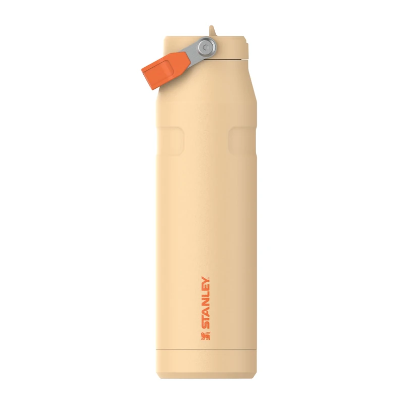 Stanley 1913 Flip Straw Sports Water Bottle with Straw 1.06L - 15 Hours Cold - 4 Days Iced - Stainless Steel - BPA Free - Leak Resistant - Fits in Cup Holder - Dishwasher Safe - Orange Sherbet