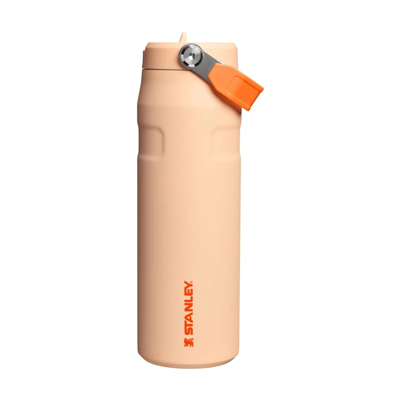 Stanley 1913 Flip Straw Sports Water Bottle with Straw 0.7L - 10 Hours Cold - 3 Days Iced - Stainless Steel - BPA Free - Leak Resistant - Fits in Cup Holder - Dishwasher Safe - Orange Sherbet