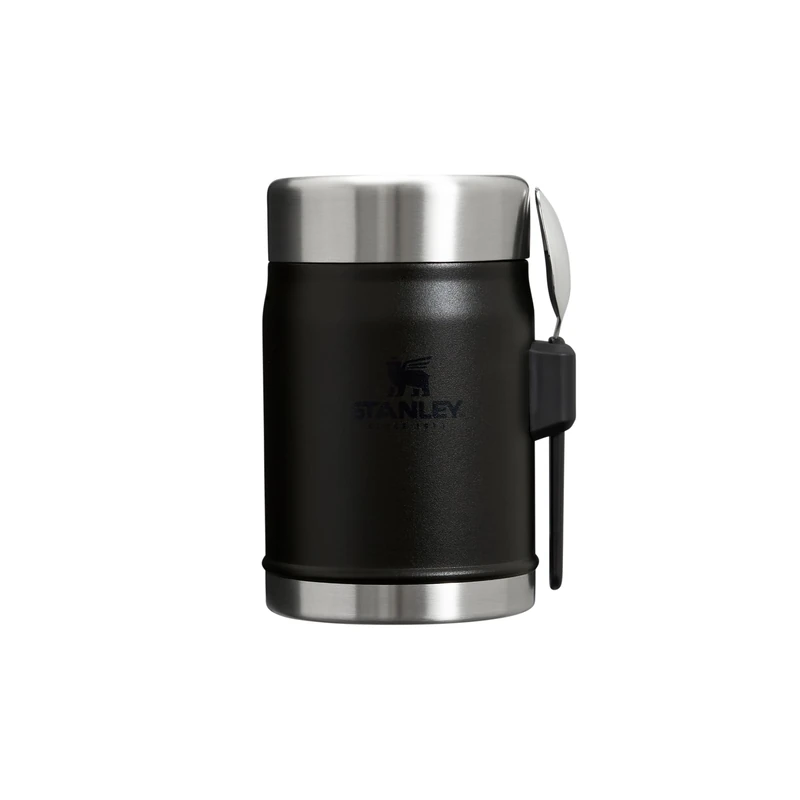 STANLEY 1913 Classic Legendary Food Jar 0.4L With Spork - Keeps Cold For 7 Hours - BPA-Free Stainless Steel Soup Flask - Leakproof - Dishwasher Safe - Black 2.0