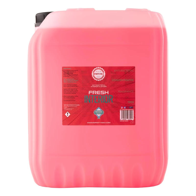 Infinity Wax Fresh Interior 20L, Anti-Bacterial Car Interior Cleaner for Fabric, Plastics & Carpets Fragrance-Free, Low Foam Formula – Bulk Trade Size, Dilutes Up to 200:1