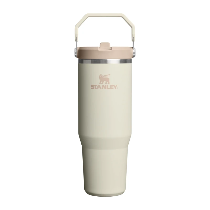 STANLEY 1913 Flip Straw Tumbler Water Bottle with Straw 0.89L - Keeps Cold for 12+ Hours - Easy to Carry - Dishwasher Safe - Stainless Steel Thermal Flask - BPA-Free Travel Mug - Cream