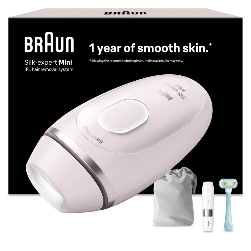 Braun IPL Silk·Expert Mini Hair Removal Device for Women, PL1112 - At Home IPL Permanent Hair Reduction, Mini Face Hair Remover, Venus Razor, Pouch