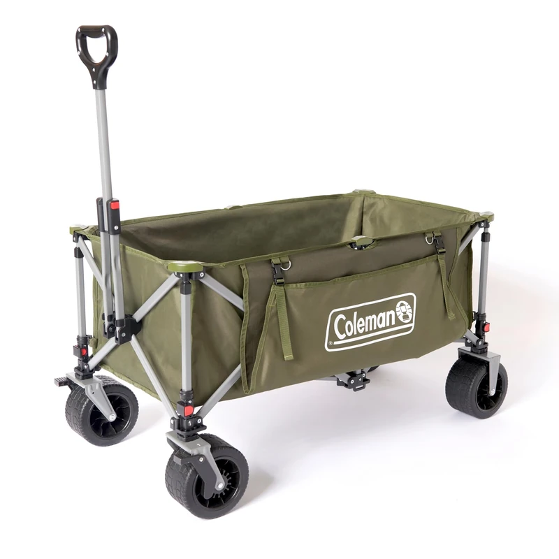 Coleman Collapsible Camping Wagon | Foldable Pull Wagon | 4 Wheel Festival Trolley | Portable Hand Cart|Detachable Wheels | Up to 180 kg Load Capacity | 116 x 60 x 58 cm | Green