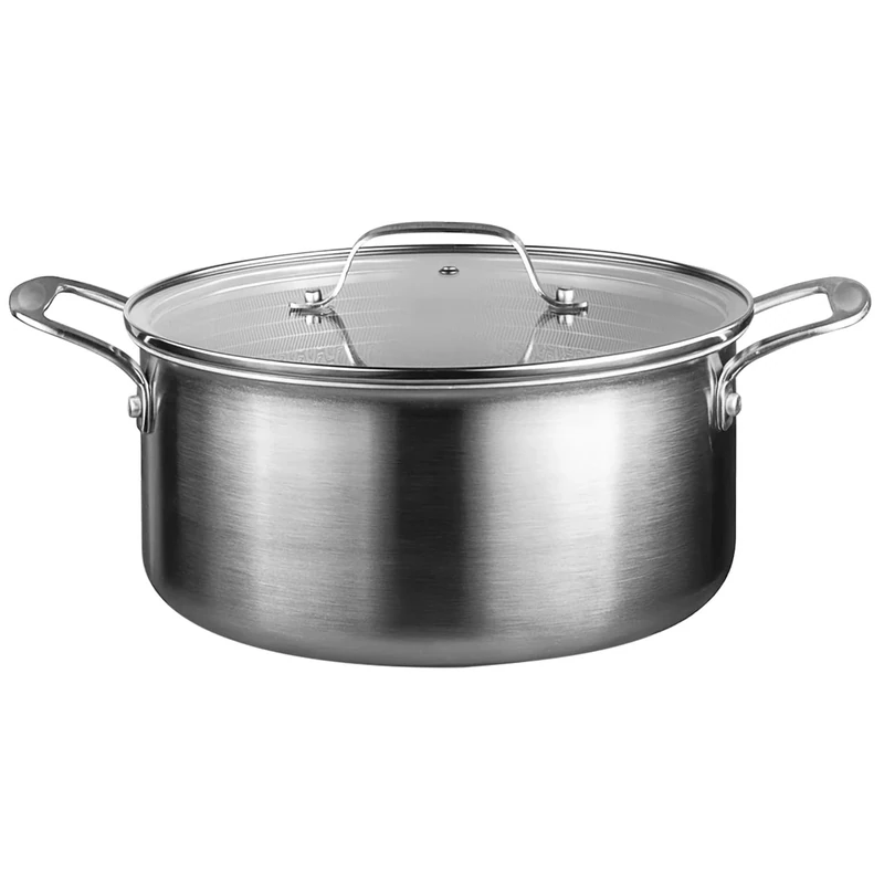 Prochef Casserole Pan, Stainless Steel, Non-Stick HexGuard Coating, 24cm x 12cm, 1.5kg, Tri-Ply Construction, Oven Safe to 230°C, Grey