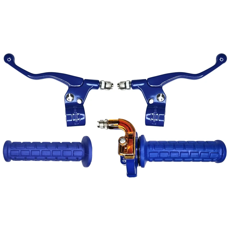 cyclingcolors Motorcycle Moped Scooter Grips Kit with Throttle and Left Right Levers – Handlebar 22 mm – Non-Slip Rubber Linings – Racing Design, Blue