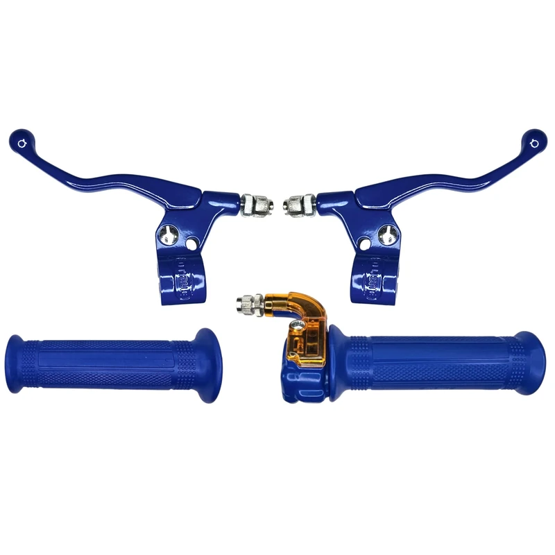 cyclingcolors Motorcycle Moped Scooter Grips Kit with Throttle and Left Right Levers – Handlebar 22 mm – Non-Slip Rubber Linings – Targa Design, Blue