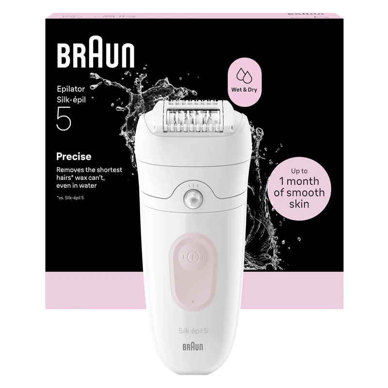 Braun Silk·épil 5, Wet & Dry Epilator, Easy Hair Removal, Lasting Smooth Skin, 5-000, Flamingo Pink