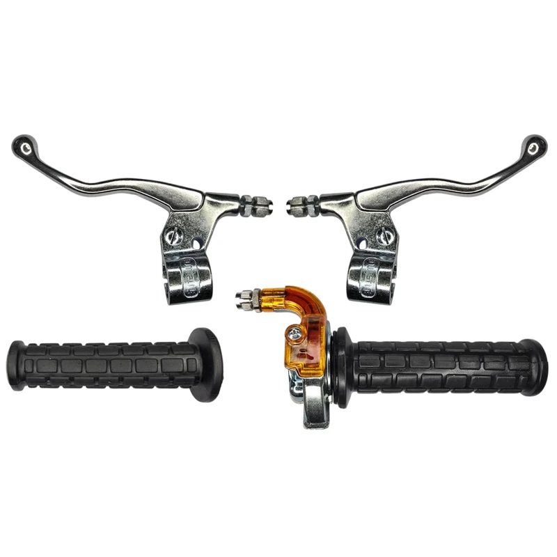 cyclingcolors Motorcycle Moped Scooter Grips Kit with Throttle and Left Right Levers – Handlebar 22 mm – Non-Slip Rubber Linings – Racing Design, Zinc and Black
