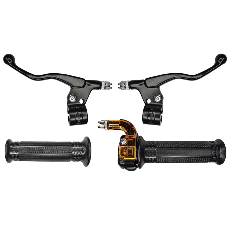 cyclingcolors Motorcycle Moped Scooter Grips Kit with Throttle and Left Right Lever - 22mm Handlebar - Non-Slip Rubber Linings - Targa Design, Black
