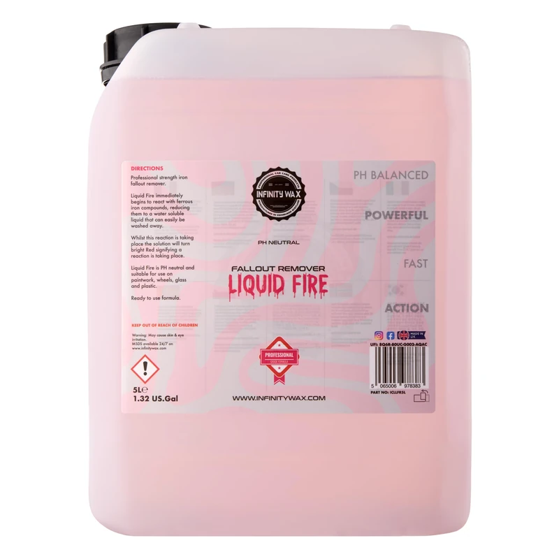 Infinity Wax Liquid Fire 20L – Trade Size Iron Fallout Remover & Wheel Cleaner pH Neutral, High-Strength Formula Safe on Paint, Wheels & Calipers Acid-Free Brake Dust & Contamination Remover