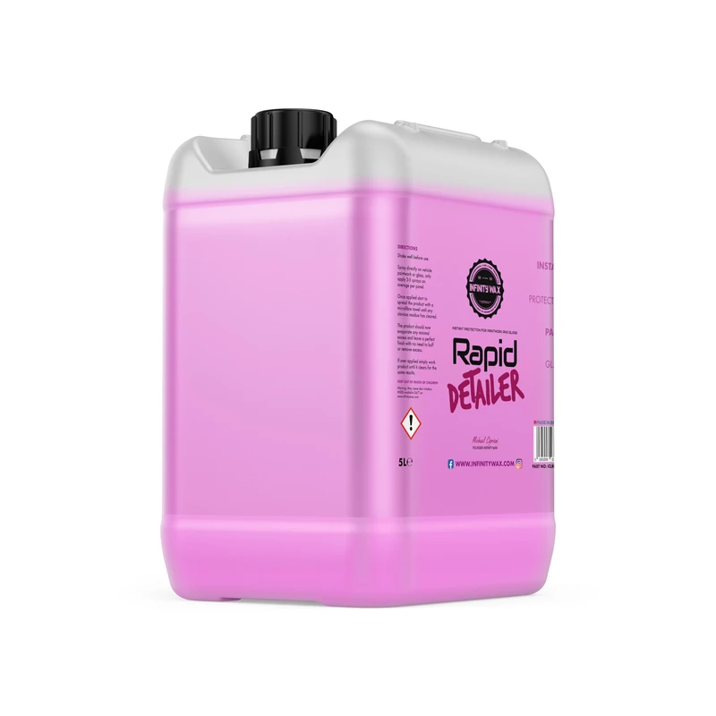 Infinity Wax Rapid Detailer Pink 5L – Trade Size Quick Detailer Spray Gloss, Slickness & Water Beading, No Buffing Safe on Paint, Trim, Glass, 8+ Weeks Protection Carnauba Wax Compatible