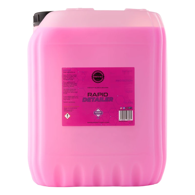 Infinity Wax Rapid Detailer Pink 20L – Quick Detailer Trade Size, Gloss, Water Beading, No Buffing Safe on Paint, Trim, Glass, Carnauba-Compatible 8+ Weeks Protection