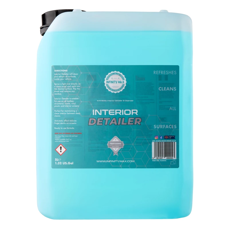 Infinity Wax Interior Detailer 5L – Anti-Static Cleaner for Leather, Alcantara, Plastics & Screens, Matte Finish, Lemon & Lime Scent, Easy to Use Car Interior Detailing Spray