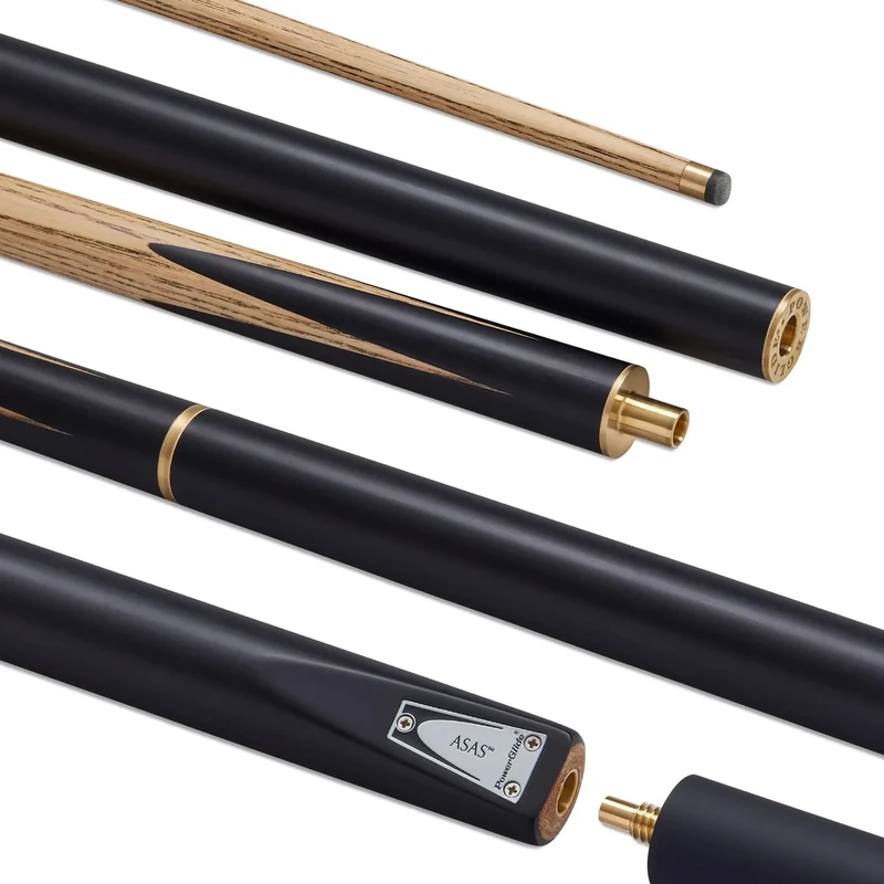 POWERGLIDE ASAS Ash 2-Piece 50/50 Jointed Snooker Pool or Billiard Cue Stick | North American Ash Shaft | Hand-spliced Ebonised Butt | 18 oz | Full Size 57" | 6 inch Extension | 9.5mm Tip