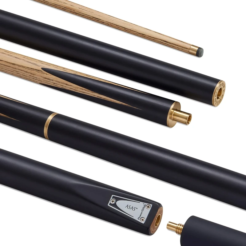 POWERGLIDE ASAS Ash 2-Piece 50/50 Jointed Snooker Pool or Billiard Cue Stick | North American Ash Shaft | Hand-spliced Ebonised Butt | 19 oz | Full Size 57" | 6 inch Extension | 9.5mm Tip
