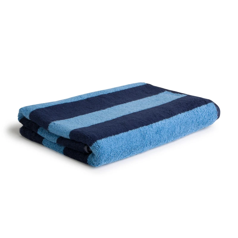 Möve Superwuschel Block Stripes Bath Towel 80 x 150 cm 100% Cotton Deap Sea/Cornflower