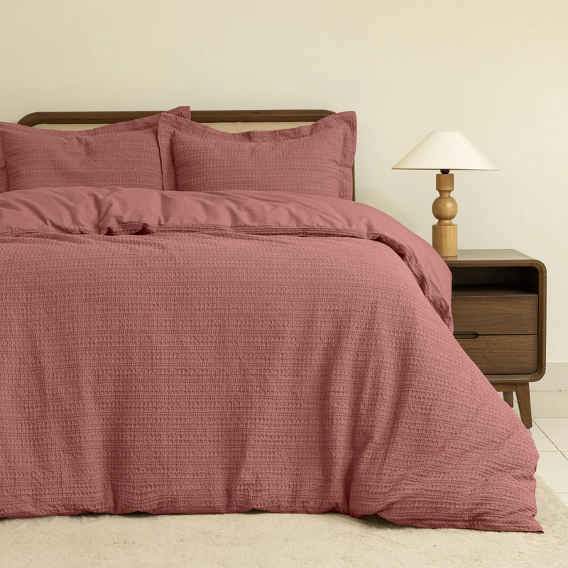 Dreamology Waffle Weave Duvet Cover, Twin Duvet Covers,100% Cotton Waffle Duvet Covers with Zipper Closure, Soft Luxury Textured & Breathable (Terracotta, King)