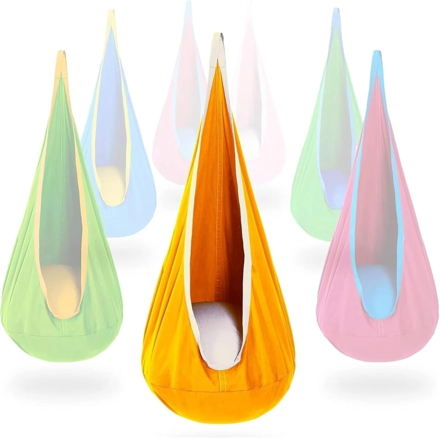 Hanging cave, pod swing seat with inflatable cushion, pod swing seat, load capacity up to 80 kg(Orange)