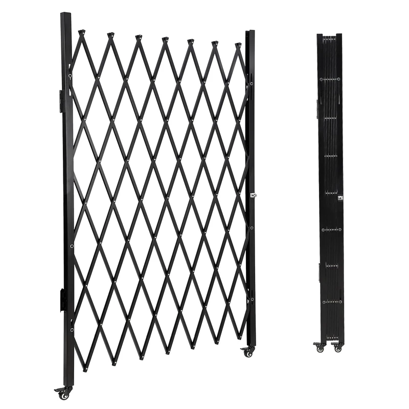 Steel Barrier 155 x 310 cm, Scissor Grid, Extendable Anti-Jump Fence with Wheels, Barrier Grid, Scissor Barrier, Accordion Fence for Garage, School, Garden, Construction Site, Railway Station, School - Image 1