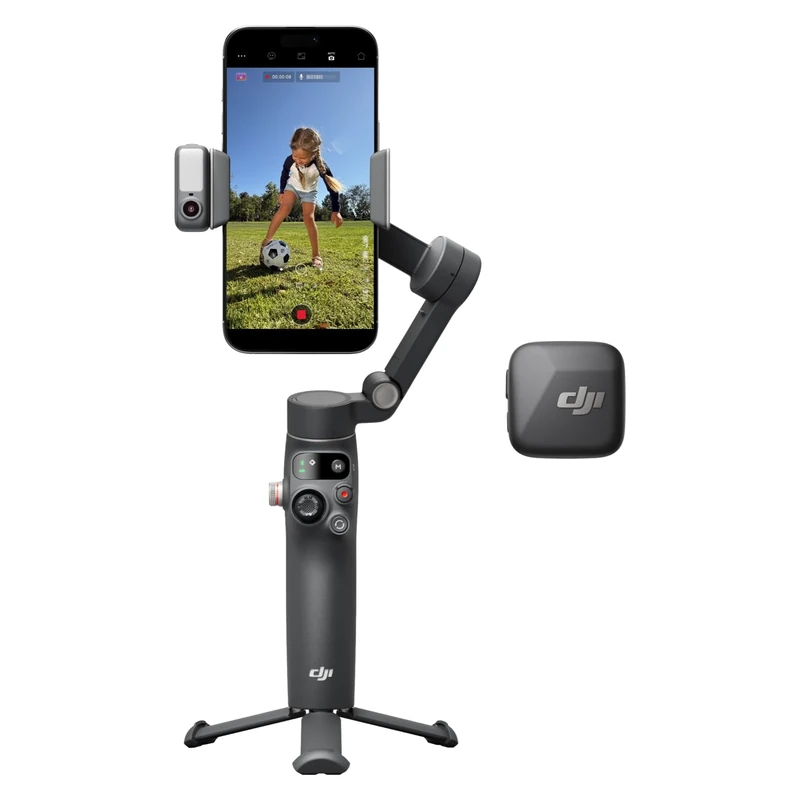 DJI Osmo Mobile 8 Creator Combo (DJI Mic Mini Transmitter Infinity Black), Gimbal Stabilizer for Smartphone, AI Native Tracking with Audio & Lighting, 360° Pan Rotation, Built-in Extension Rod & Tripo