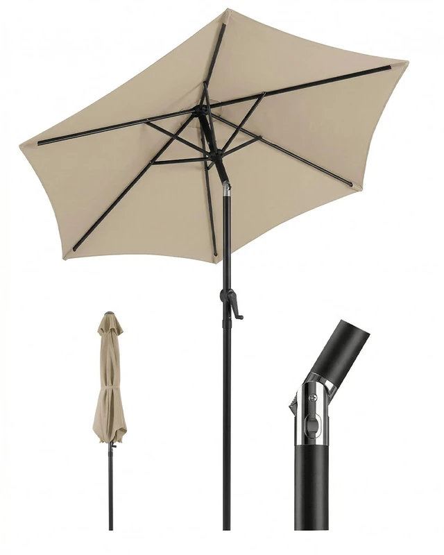 Sekey Parasol 200 cm with Crankable and Bendable Function, Balcony Parasol with UV Protection 50+, Parasols for Balcony, Patio, Garden - Image 1