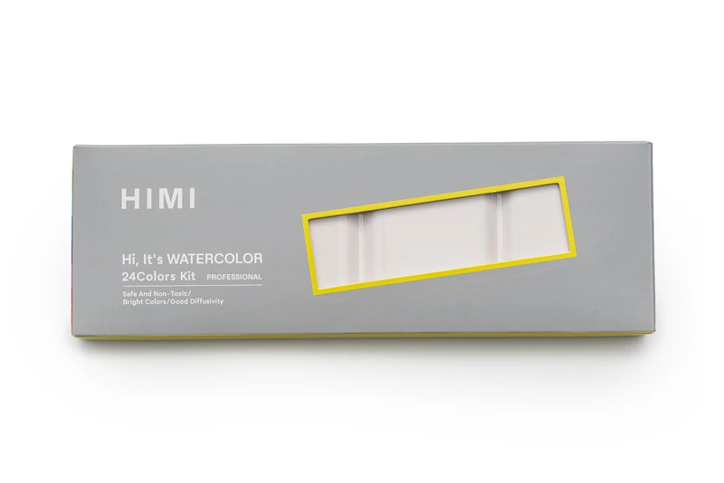 HIMI Watercolour Set 24 Colours in Half-Pans and Brush, Metal Case Pure Paint Colour, Inspiring Design, Artist Art Supplies, Gift, Watercolor Materials, Lightfast Paints, Vivid Pigments, Gum Arabic