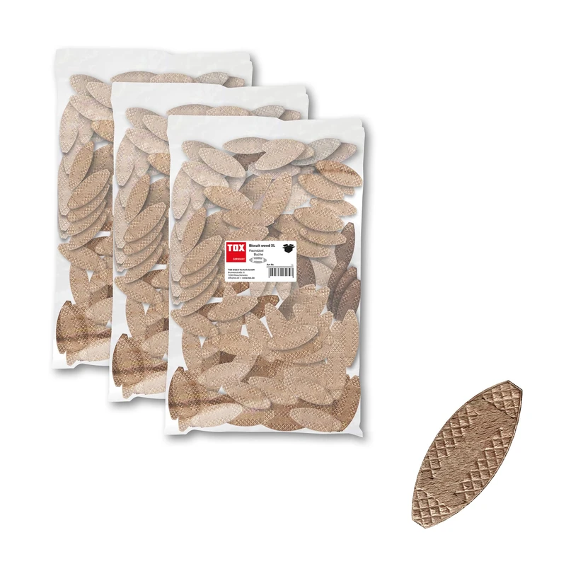 TOX XL Wood Biscuit Set P0/P10/P20 (750 pcs), Professional Assortment in 3 Sizes for Intensive Wood Assemblies, Perfect Workshops, Furniture, Renovation and Carpentry, 015909016