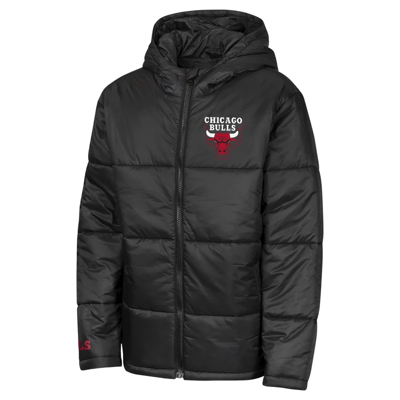NBA Chicago Bulls Black Puffer Coat
