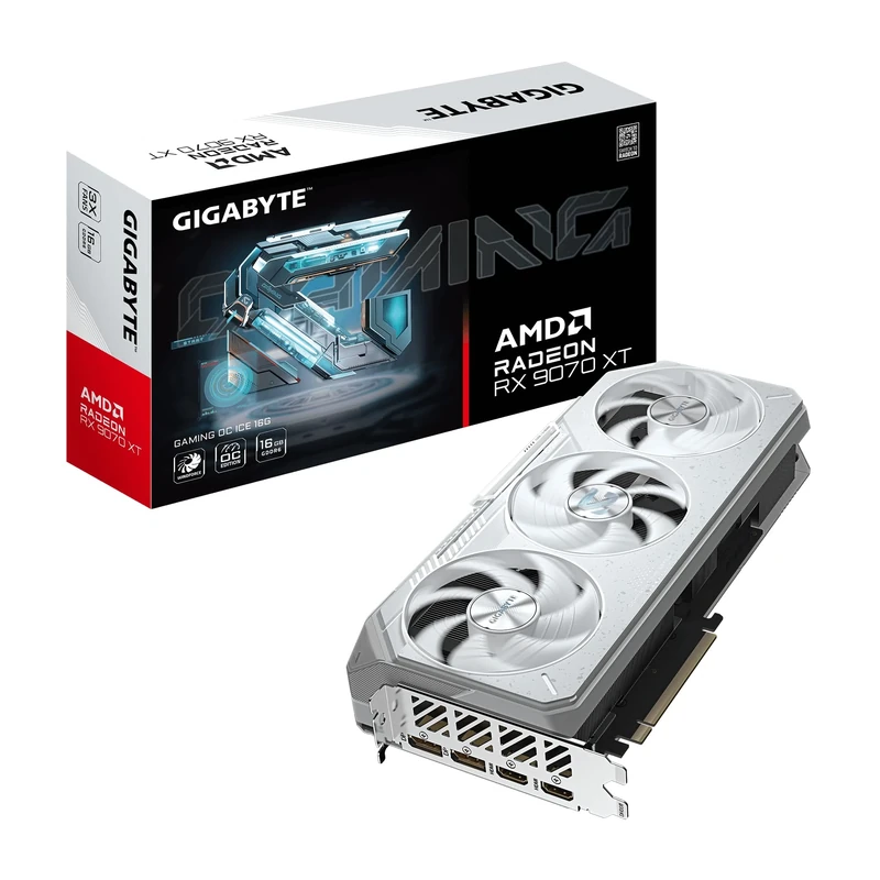Gigabyte Radeon RX 9070 XT GAMING OC ICE 16G Graphics Card - 16GB GDDR6, 256bit, PCI-E 5.0, 3060 MHz Core Clock, 2 x DisplayPort, 2 x HDMI, GV-R907XGAMINGOCICE-16GD