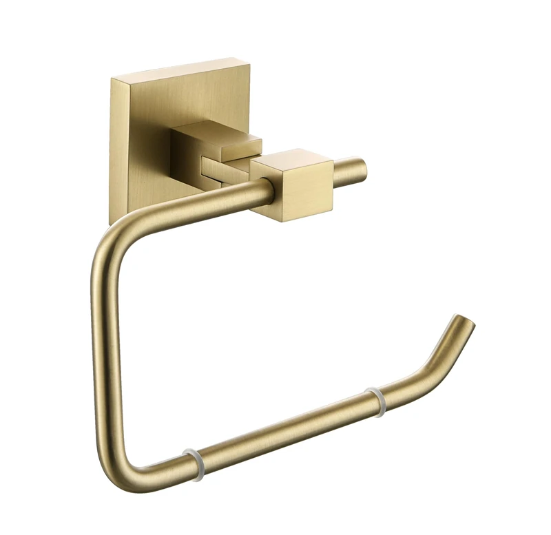 Square Toilet Roll Holder Brushed Brass - Image 1