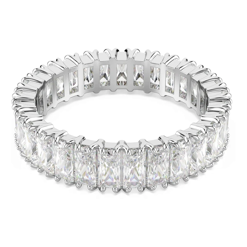 Swarovski Matrix Ring, Baguette Cut, White, Silver-Tone Finish