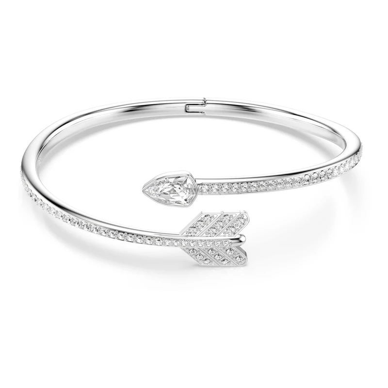 Swarovski Idyllia Bangle, Mixed Cuts, Arrow, White, Rhodium Plated