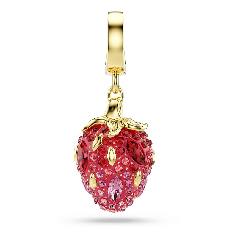 Swarovski Idyllia Charm, Mixed Cuts, Strawberry, Red, Gold-Tone Plated