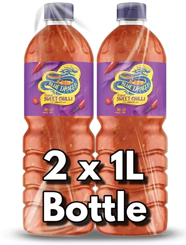 Blissify - Blue Original Thai Sweet Chilli Dipping Sauce 1L Bottles (Pack of 2) - Medium - Perfect With Goujons, Wraps, Burgers, Chicken & Halloumi
