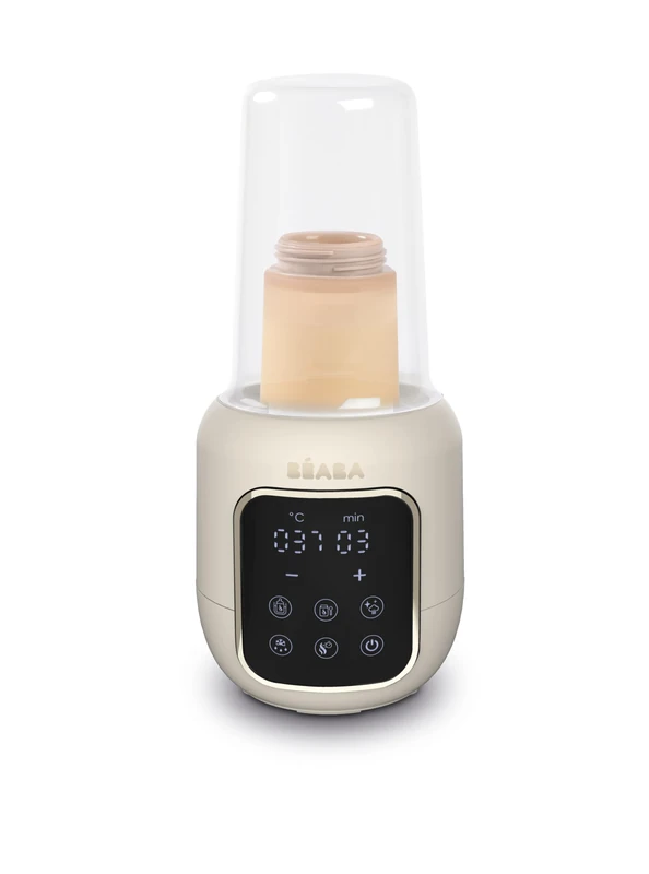 BÉABA Multi Milk Bottle Warmer & Sterilizer – Heats Breast Milk & Formula, 5 Functions: Water Bath, Baby Food, Defrost, Quick Mode, Sterilization – Color Clay